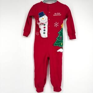 Miniwear My First Christmas Snowman Tree Sleeper Pajama 18 Months Holiday‎